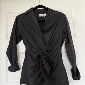 Shirt Black Twist Front Blouse – Minimal Chic